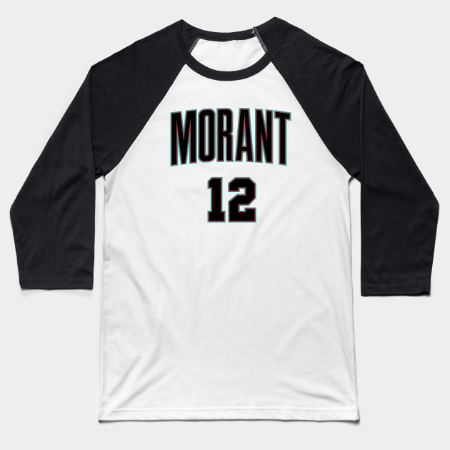 Ja Morant #12 Grizzlies black Baseball T-Shirt by Fastbreak Breakfast